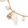 Natural Spiral Shell & Glass Pearl Charm Anklets AJEW-AN00567-3