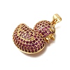 Rack Plating Brass Micro Pave Cubic Zirconia Pendants ZIRC-F142-01G-03-2