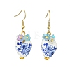 Handmade Porcelain & Acrylic Beads Dangle Earrings for Women EJEW-JE07329-02-3