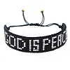 Word GOD IS PEACE Loom Pattern MIYUKI Seed Beads Bracelets for Women BJEW-C011-35-2