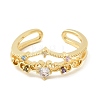 Brass Micro Pave Cubic Zirconia Cuff Open Rings for Women RJEW-B160-02G-4