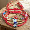 4Pcs 4 Styles Handmade Lampwork & Glass & Brass Beads Braided Bead Bracelets OA0738-1-3