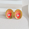 304 Stainless Steel Enamel Stud Earrings WGB06E4-02-1
