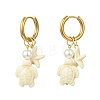 Tortoise & Starfish Synthetic Turquoise Hoop Earrings EJEW-JE07147-01-3