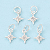 925 Sterling Silver Pave Clear Cubic Zirconia Star Charms STER-T009-15S-1