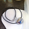 Alloy Oval Pendant Black Waxed Cord Necklaces for Women FS-WGFA44A-02-1