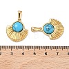 304 Stainless Steel with Synthetic Turquoise Pendants STAS-L309-21G-G-3