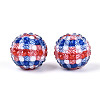 Independence Day Opaque Acrylic Round Beads OACR-T029-07C-1