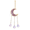 Hanging Moon Sun Catcher with Teardrop Glass Prisms for Windows HJEW-PH01733-01-1