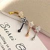 304 Stainless Steel Micro Pave Clear Cubic Zirconia Flower Curved Barbell Cartilage Earrings WG168AC-04-4