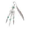 Alloy Sun & Woven Net/Web with Feather Charms Bookmarks AJEW-JK00368-3