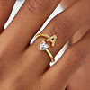 Brass Micro Pave Clear Cubic Zirconia Cuff Open Rings FS-WGF859A-01-2