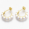 Brass Stud Earrings EJEW-S209-10F-2