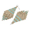 Boho Seed Bead Rhombus Tassel Earrings EJEW-Z072-02B-3