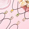 Transparent Resin Rectangle with Dried Flower Inner Pendant Black Waxed Cord Necklaces NJEW-JN06333-1