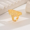 Elegant Hollow Out Lucky Brass Flower Adjustable Rings for Women RN5052-1-1