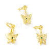 Rack Plating Brass Pave Cubic Zirconia Butterfly Ice Pick Pinch Bails KK-G464-06G-3