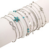 10Pcs Beach Style Alloy & Synthetic Turquoise & Resin Link Anklets WGF01BA-02-1