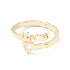 Word Mom Heart Cuff Ring KK-K262-04G-2