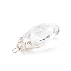 Wire Wrapped Transparent Glass Pendants PALLOY-JF01828-4