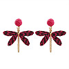 Alloy & Raffia Dangle Stud Earrings FS-WGCB008-03-1