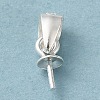 Rhodium Plated 925 Sterling Silver Cup Pearl Bail Pin Pendants STER-P008-03-2