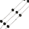 304 Stainless Steel Twist Bar & Glass Rondelle Faceted Bead Link Chain GL-CBA23D8-01P-1