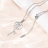 304 Stainless Steel Rose Flower Pendant Cable Chain Necklaces for Men Women NJEW-K308-05C-P-3