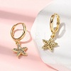Starfish Brass Micro Pave Clear Cubic Zirconia Hoop Earrings EJEW-H180-28G-2