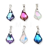 AB Color Plated Electroplate Glass Pendants PALLOY-JF05303-01-1