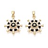 Brass Micro Pave Clear Cubic Zirconia and Enamel Pendants KK-T075-91A-G-1