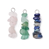 3Pcs Natural Rose Quartz & Green Aventurine & Lapis Lazuli Chip Beaded Constellation Pendants PALLOY-JF03043-12-1