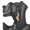Flower Glass Seed Beaded Dangle Earrings EJEW-MZ00773-2