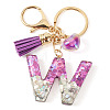 Alloy Resin Heart Keychains KEYC-TADJ0002-01G-W-2