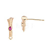 Brass Micro Pave Cubic Zirconia Stud Earring Findings KK-T062-247G-03-3