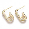 Brass Micro Pave Cubic Zirconia Earring Findings KK-S356-062-NF-2