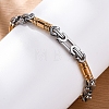 201 Stainless Steel Byzantine Chain Bracelets BJEW-B078-153GP-4