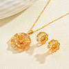 Hollow Vintage Brass Flower Stud Earrings & Pendant Necklaces Sets for Women SA8016-2