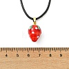 Handmade Lampwork Fruit Pendant Black Waxed Cord Necklaces NJEW-JN06332-5