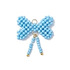 Glass Seed Beaded Bowknot Pendants PALLOY-MZ01055-03-1