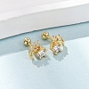 S995 Sterling Silver Clear Cubic Zirconia Stud Earrings EJEW-C179-02G-2
