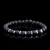 Natural Lava Rock Round Beads Stretch Bracelets for Men WJ7927-1