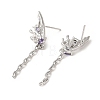 Purple Cubic Zirconia Butterfly Dangle Stud Earring EJEW-H092-09P-2