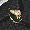 Brass Pave Cubic Zirconia Cuff Open Rings RJEW-H268-02G-1