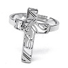 Non-Tarnish 304 Stainless Steel Adjustable Finger Rings. Hollow Cross RJEW-C074-04P-1