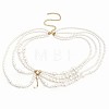 Alloy & Round Plastic Imitation Pearl Multi Layered Tassel Waist Chains for Beach Party WGD927B-01-3