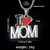 Mother's Day 201 Stainless Steel & Alloy Enamel Heart "I Love Mom Pendant Necklaces FS-WG3172B-01-1