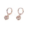 Heart Brass Clear Cubic Zirconia Hoop Earrings FS-WGFA497-01-3