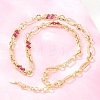 7MM Brass Pave Cubic Zirconia Figaro Chain Necklaces NJEW-D324-05G-04-1