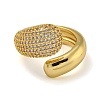 Teardrop Brass Micro Pave Cubic Zirconia Open Cuff Rings for Women RJEW-Z050-13G-2